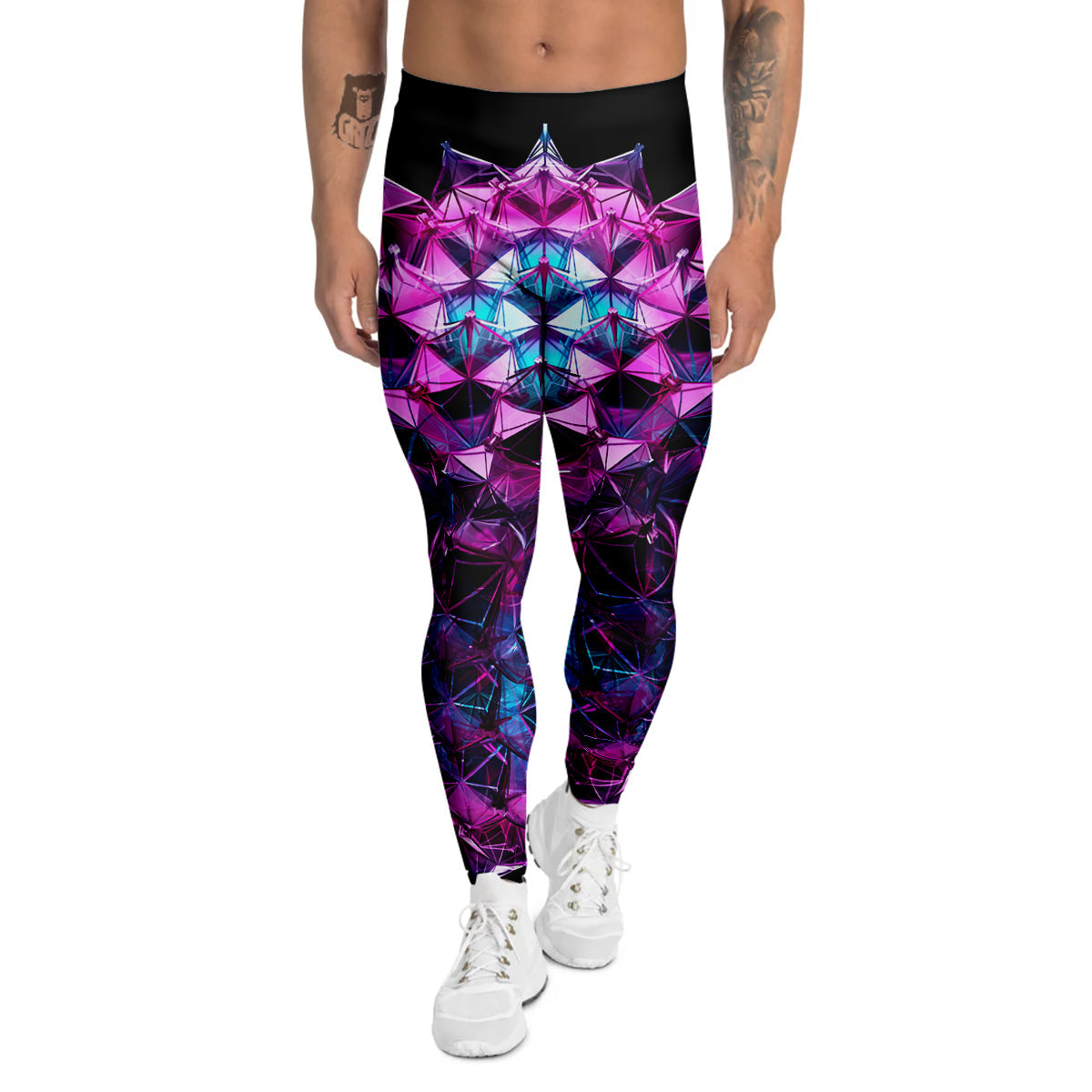 Alien Crystal Diamond Flower Print Men's Leggings-grizzshop