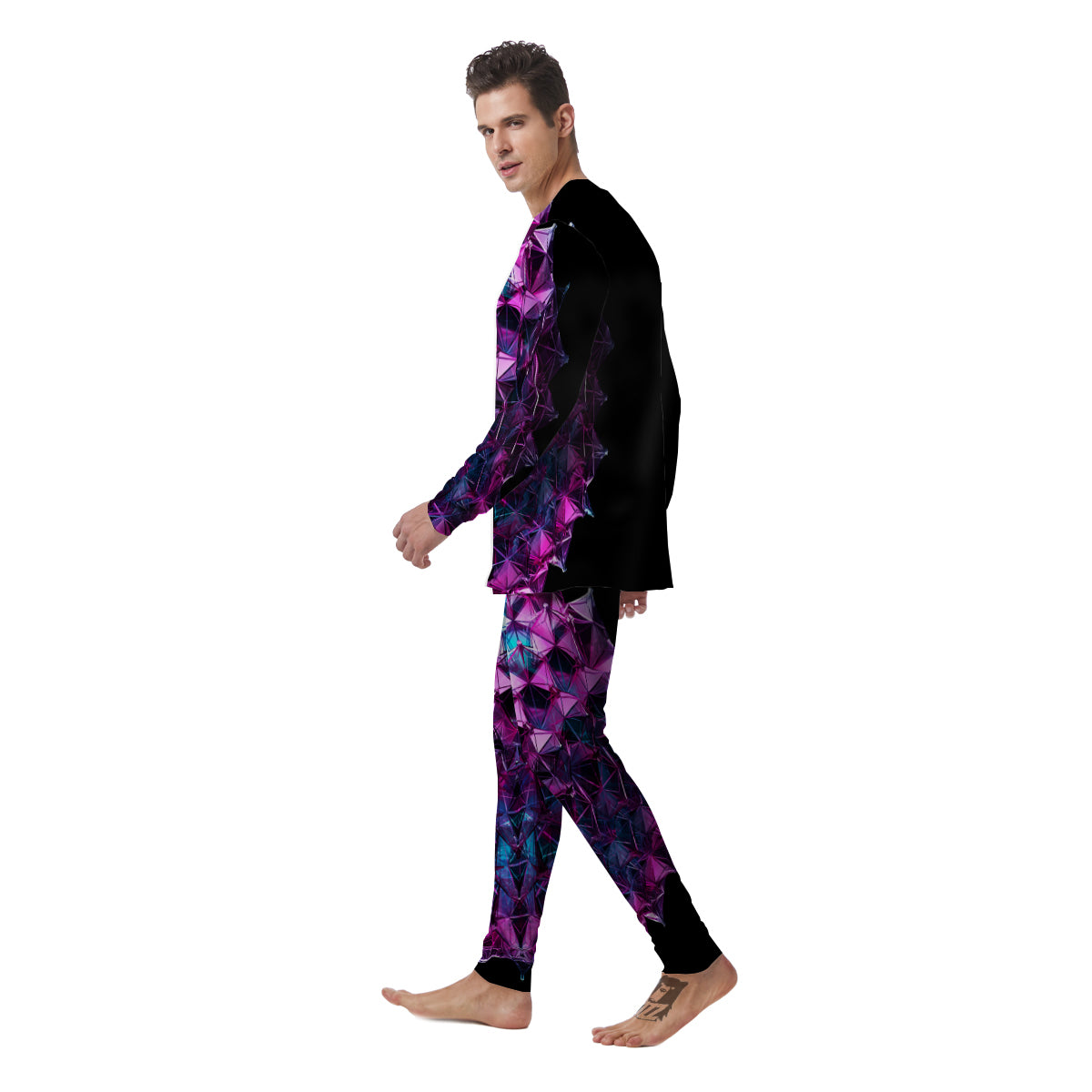 Alien Crystal Diamond Flower Print Men's Pajamas-grizzshop