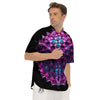 Alien Crystal Diamond Flower Print Men's Short Sleeve Shirts-grizzshop