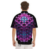 Alien Crystal Diamond Flower Print Men's Short Sleeve Shirts-grizzshop