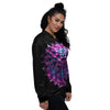 Alien Crystal Diamond Flower Print Women's Bomber Jacket-grizzshop