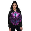 Alien Crystal Diamond Flower Print Women's Bomber Jacket-grizzshop