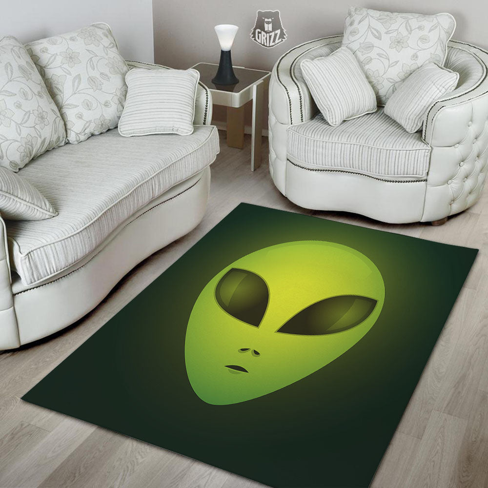 Alien Face Green Print Floor Mat-grizzshop