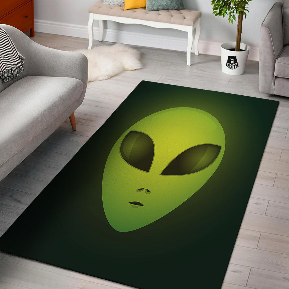 Alien Face Green Print Floor Mat-grizzshop