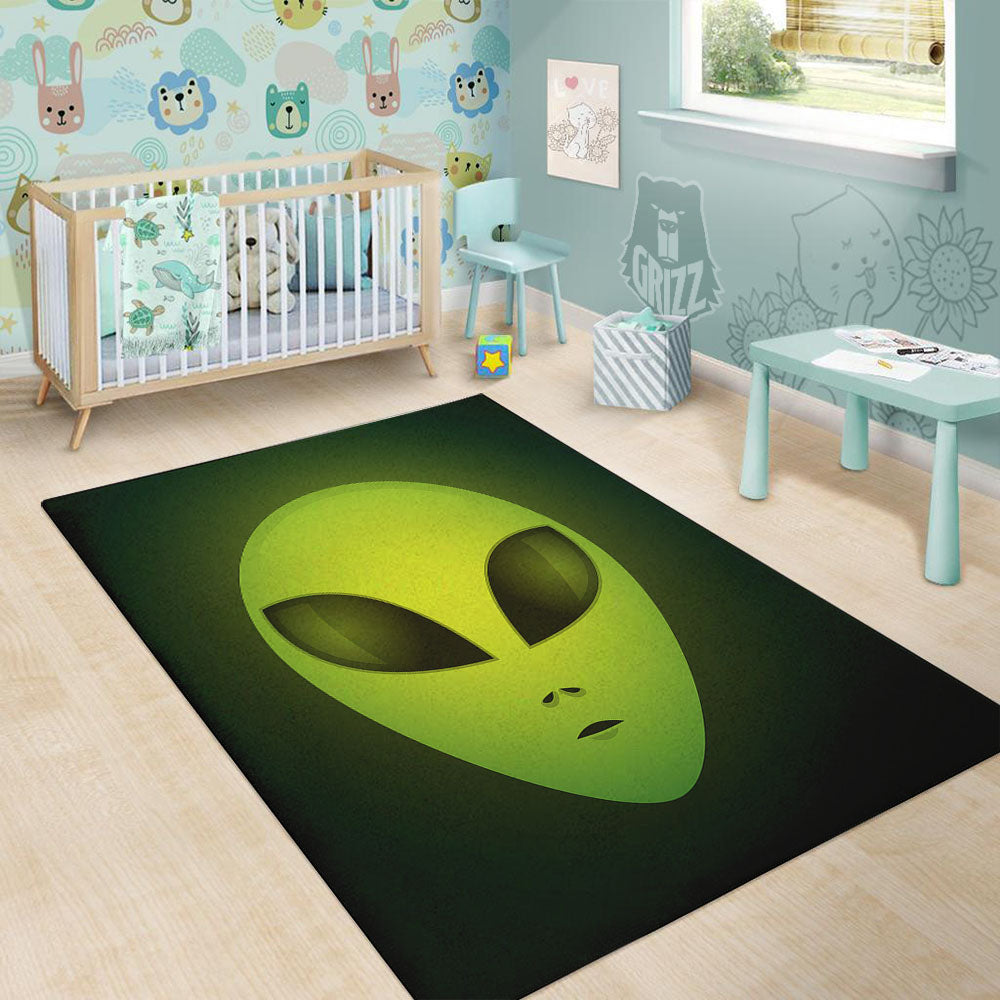 Alien Face Green Print Floor Mat-grizzshop