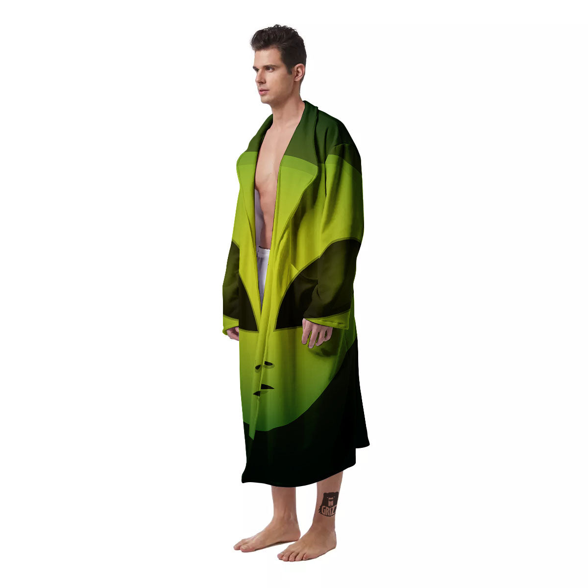 Alien Face Green Print Men's Robe-grizzshop