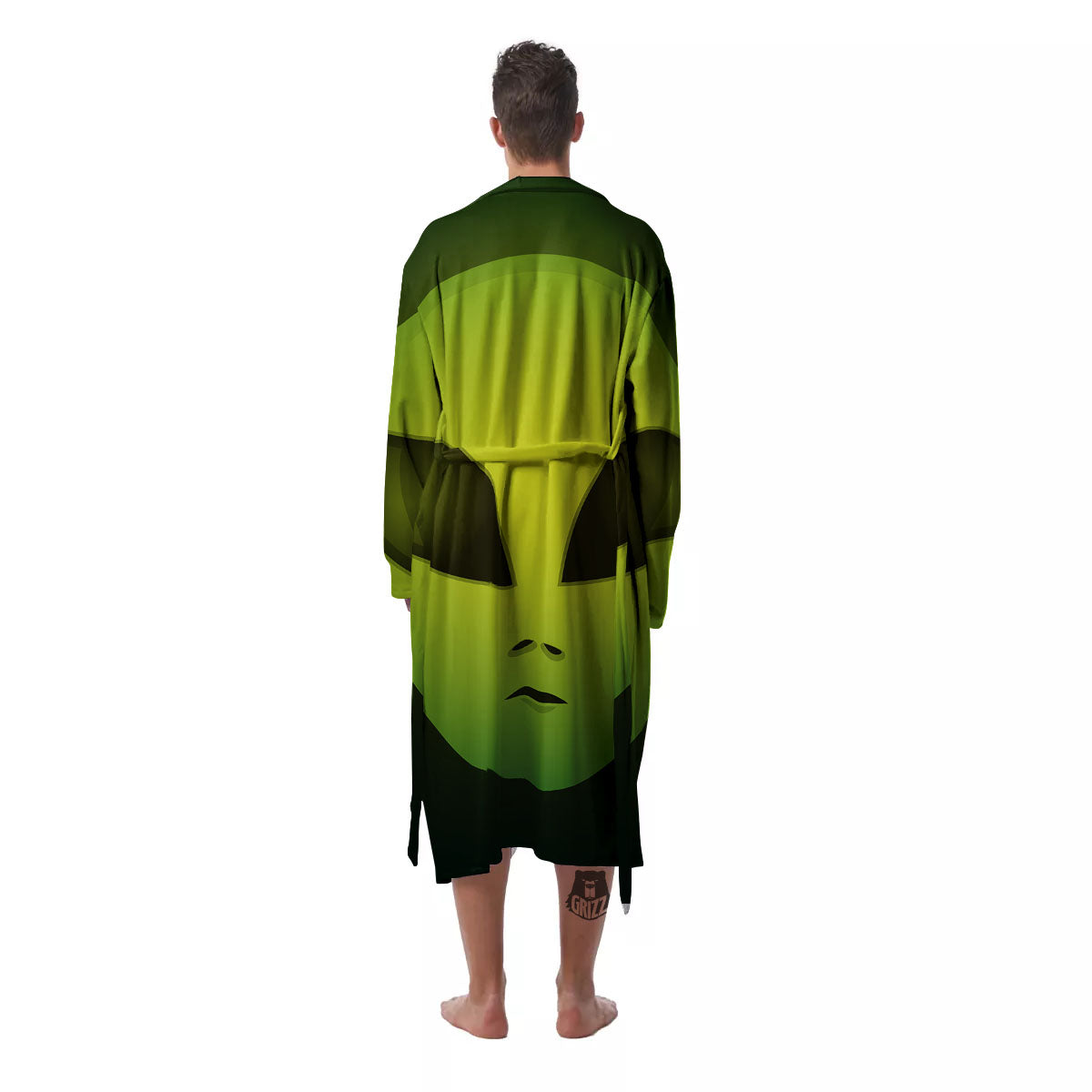 Alien Face Green Print Men's Robe-grizzshop