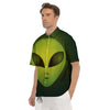 Alien Face Green Print Men's Short Sleeve Shirts-grizzshop