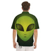 Alien Face Green Print Men's Short Sleeve Shirts-grizzshop