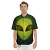 Alien Face Green Print Men's Short Sleeve Shirts-grizzshop