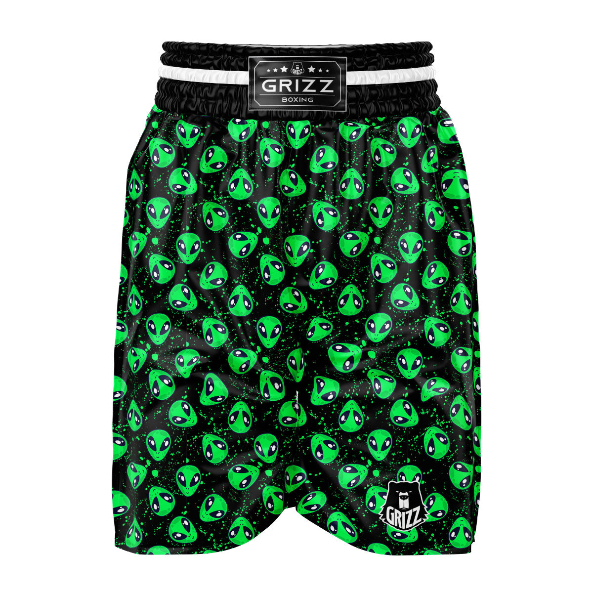 Alien Face Green Print Pattern Boxing Shorts-grizzshop
