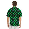 Alien Face Green Print Pattern Men's Short Sleeve Shirts-grizzshop