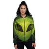 Alien Face Green Print Women's Bomber Jacket-grizzshop