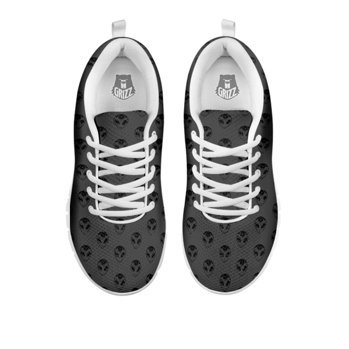 Alien Face Grey Print Pattern White Sneaker-grizzshop