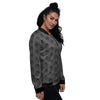 Alien Face Grey Print Pattern Women's Bomber Jacket-grizzshop