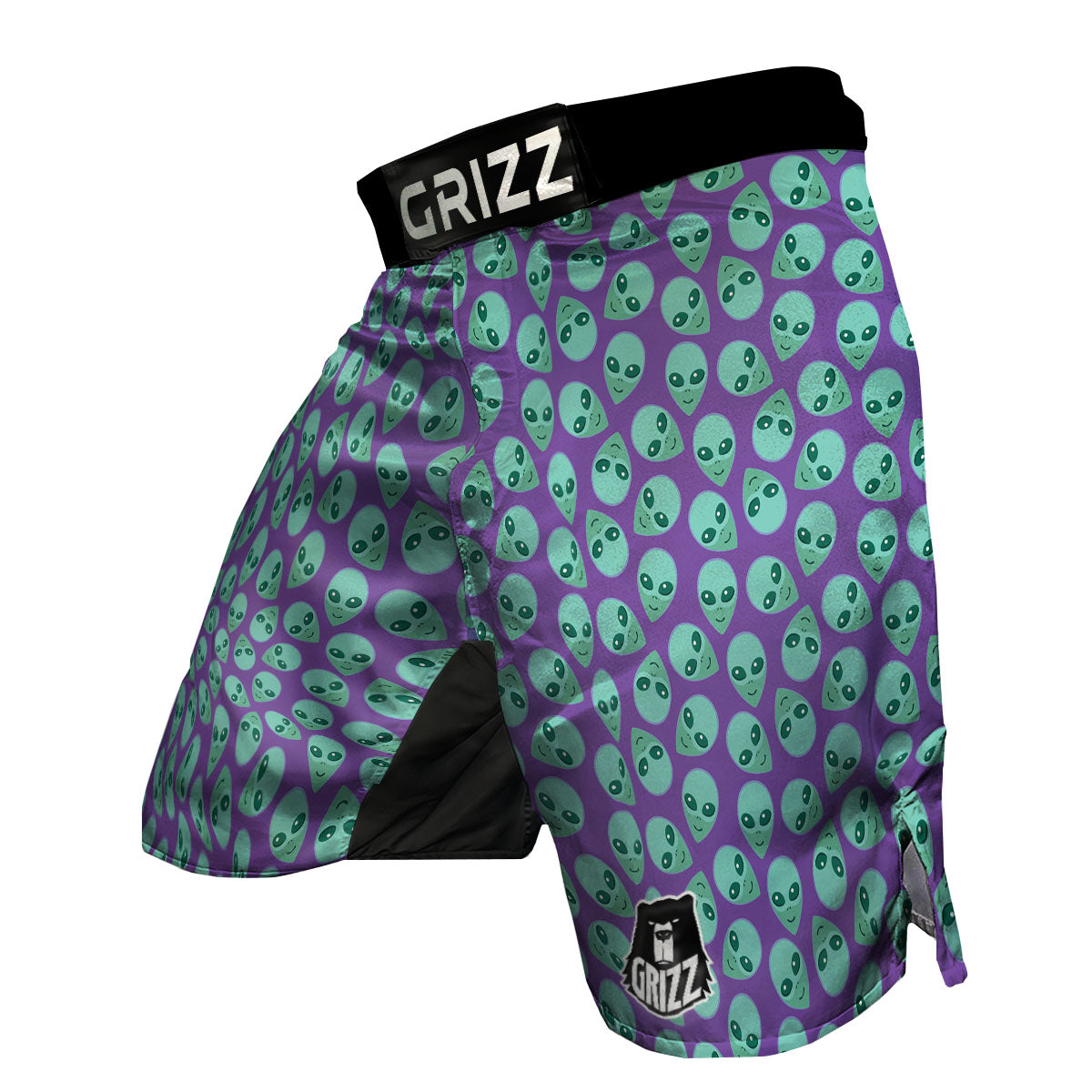 Alien Face Purple Print Pattern MMA Shorts-grizzshop