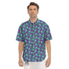 Alien Face Purple Print Pattern Men's Short Sleeve Shirts-grizzshop