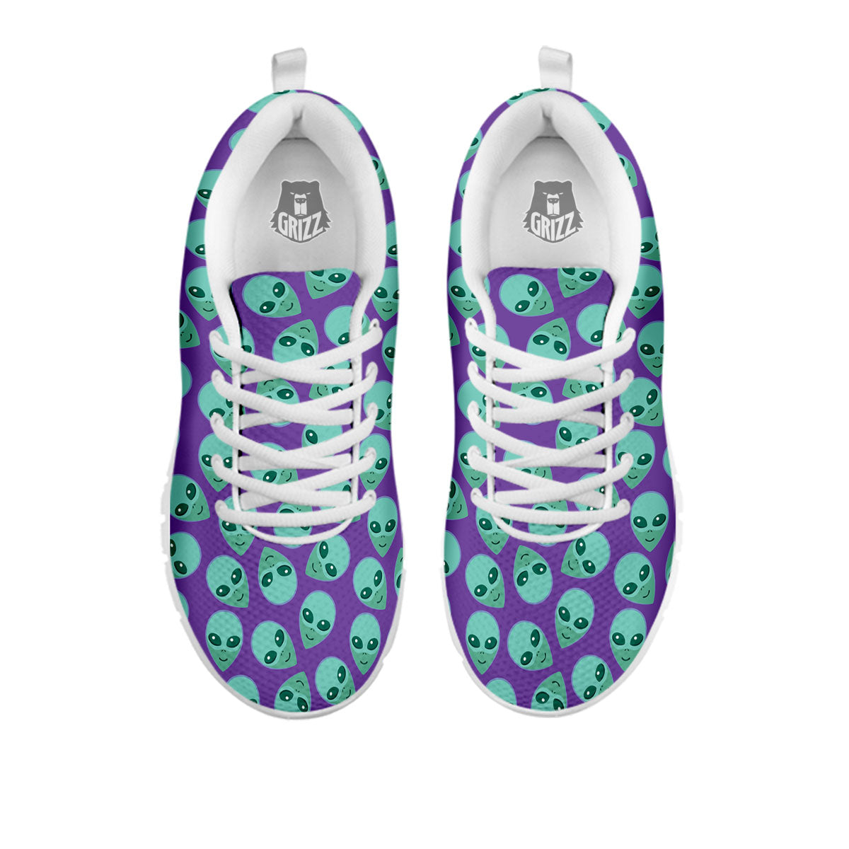 Alien Face Purple Print Pattern White Sneaker-grizzshop