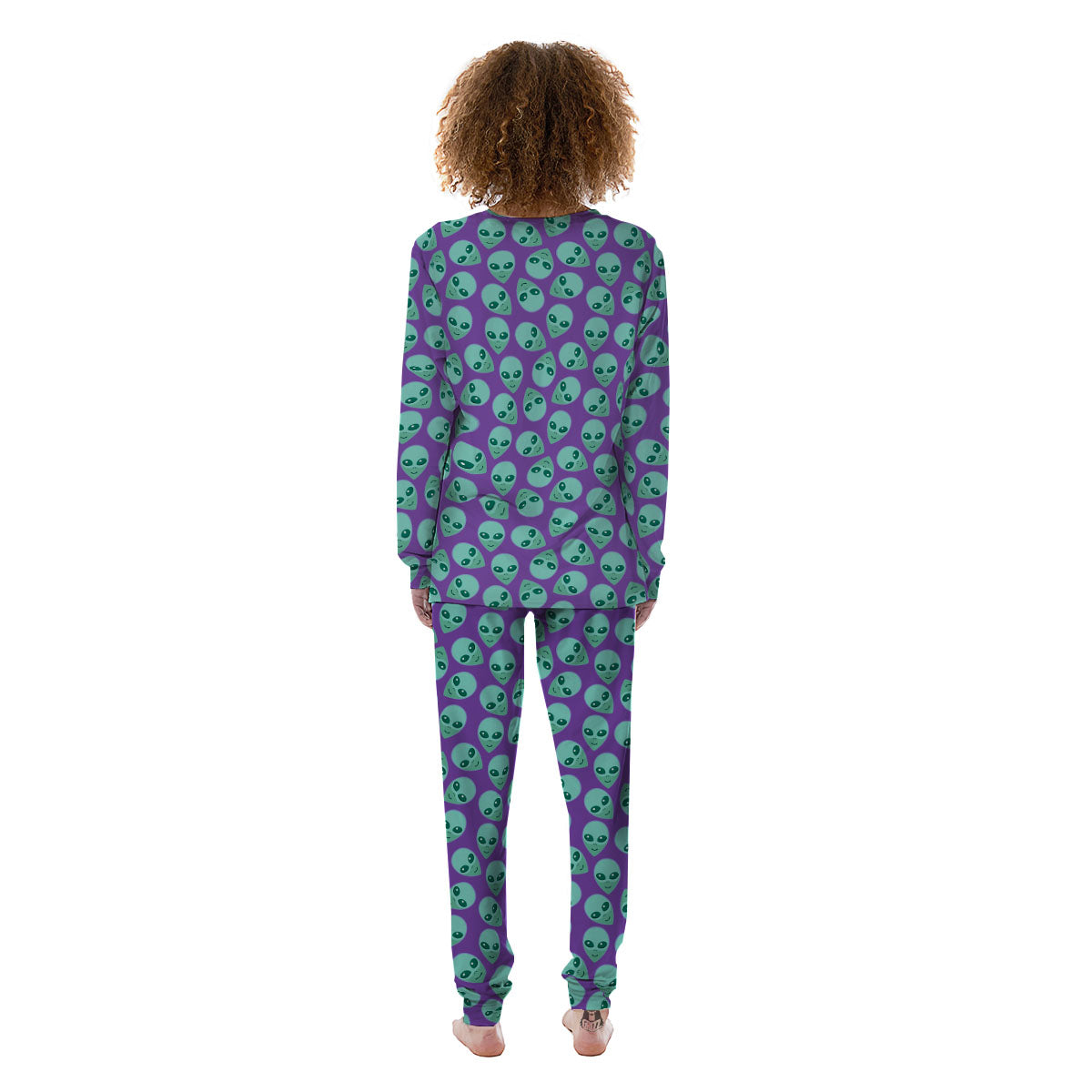 Alien Face Purple Print Pattern Women's Pajamas-grizzshop