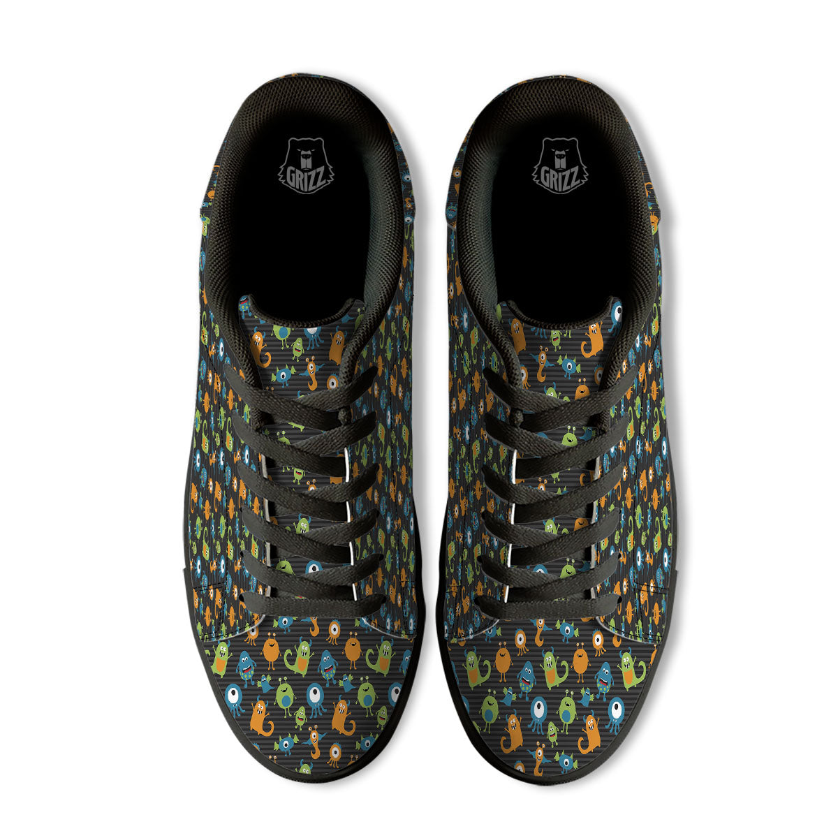 Alien Grey Striped Print Pattern Black Low Top Sneakers-grizzshop