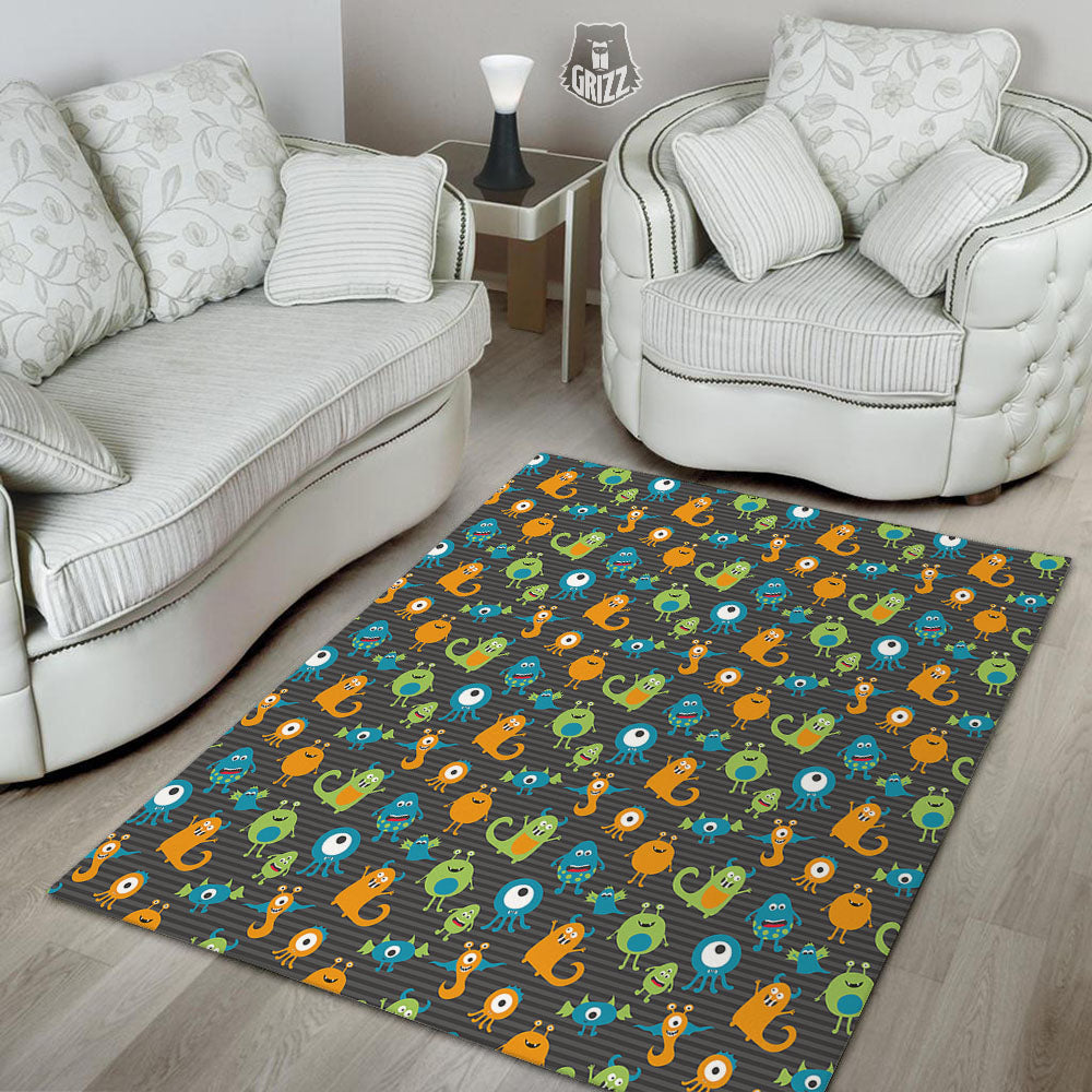 Alien Grey Striped Print Pattern Floor Mat-grizzshop