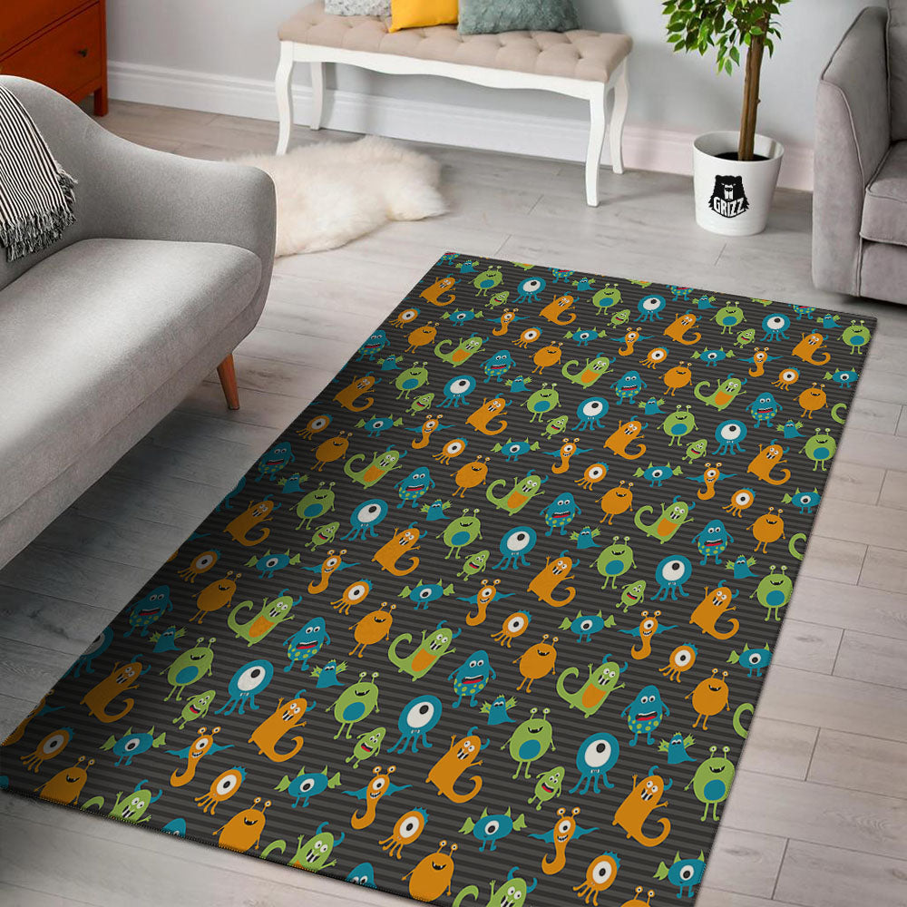 Alien Grey Striped Print Pattern Floor Mat-grizzshop