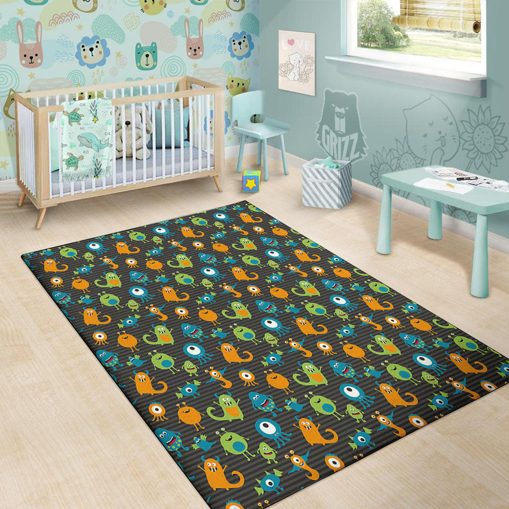 Alien Grey Striped Print Pattern Floor Mat-grizzshop