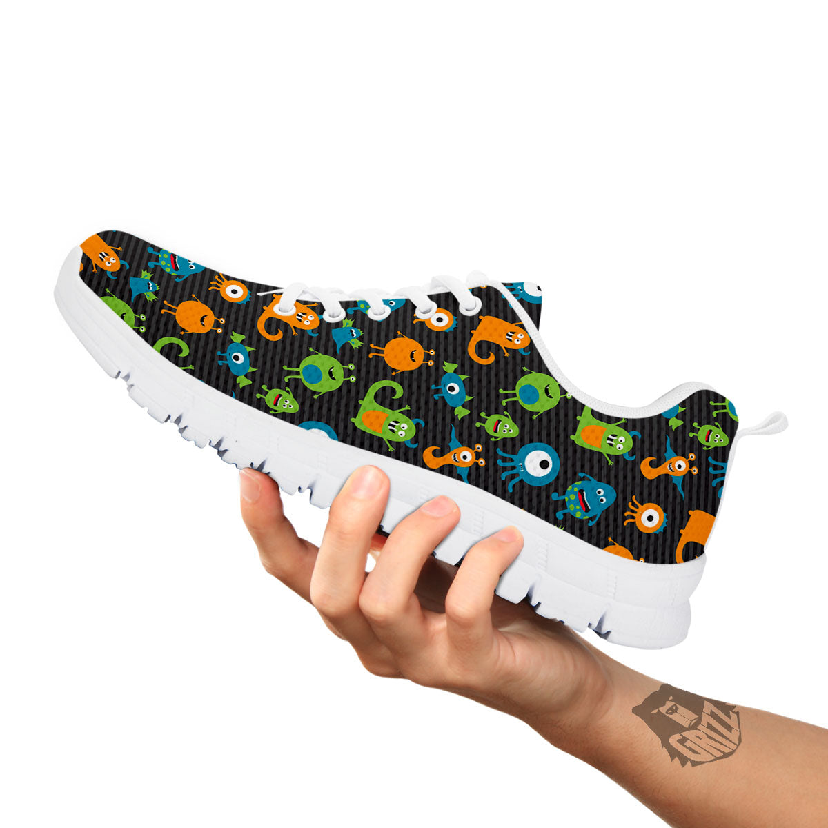 Alien Grey Striped Print Pattern White Sneaker-grizzshop