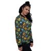 Alien Grey Striped Print Pattern Women's Bomber Jacket-grizzshop