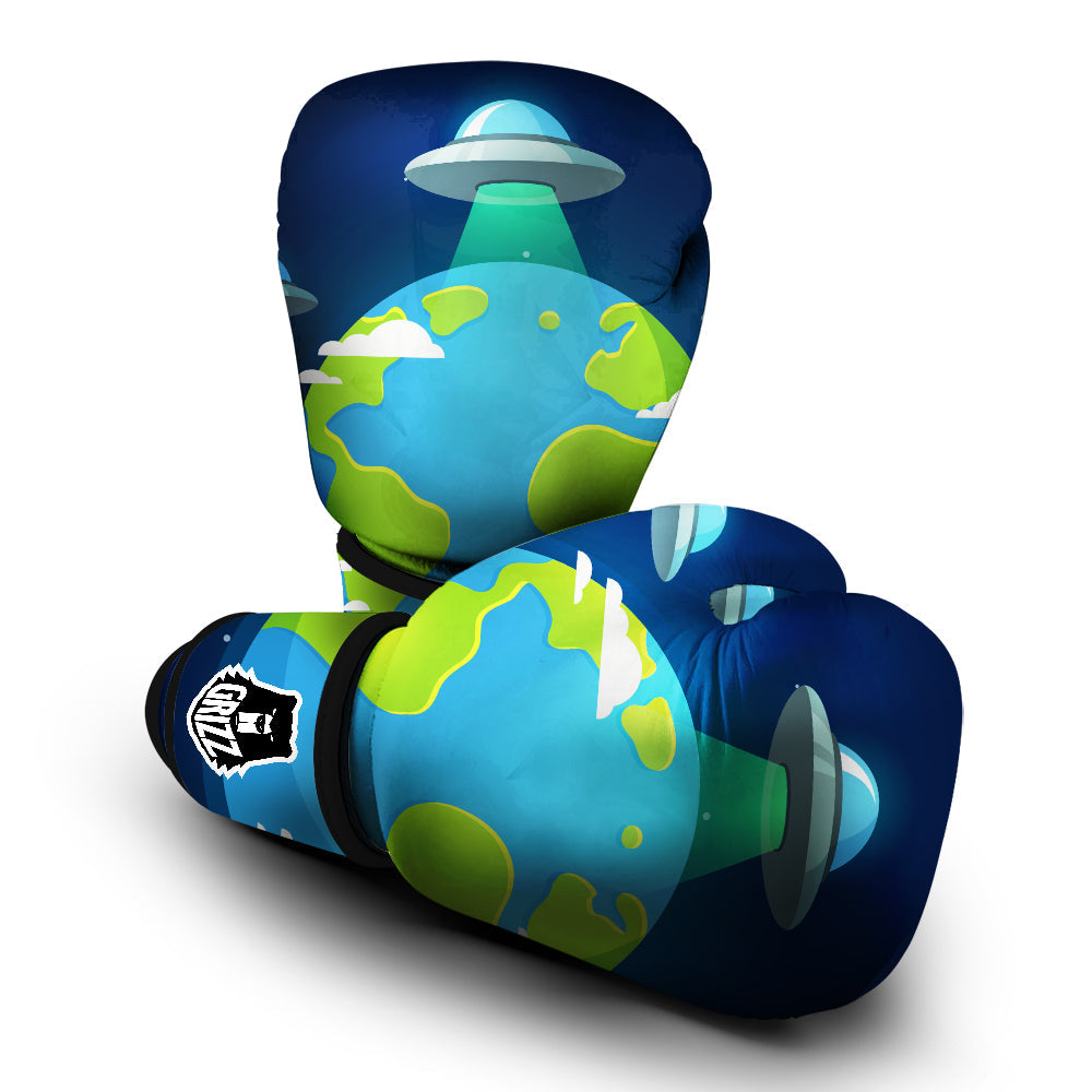 Alien Invasion And Earth Print Boxing Gloves-grizzshop