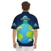 Alien Invasion And Earth Print Men's Short Sleeve Shirts-grizzshop