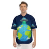 Alien Invasion And Earth Print Men's Short Sleeve Shirts-grizzshop