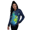 Alien Invasion And Earth Print Women's Bomber Jacket-grizzshop