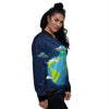 Alien Invasion And Earth Print Women's Bomber Jacket-grizzshop