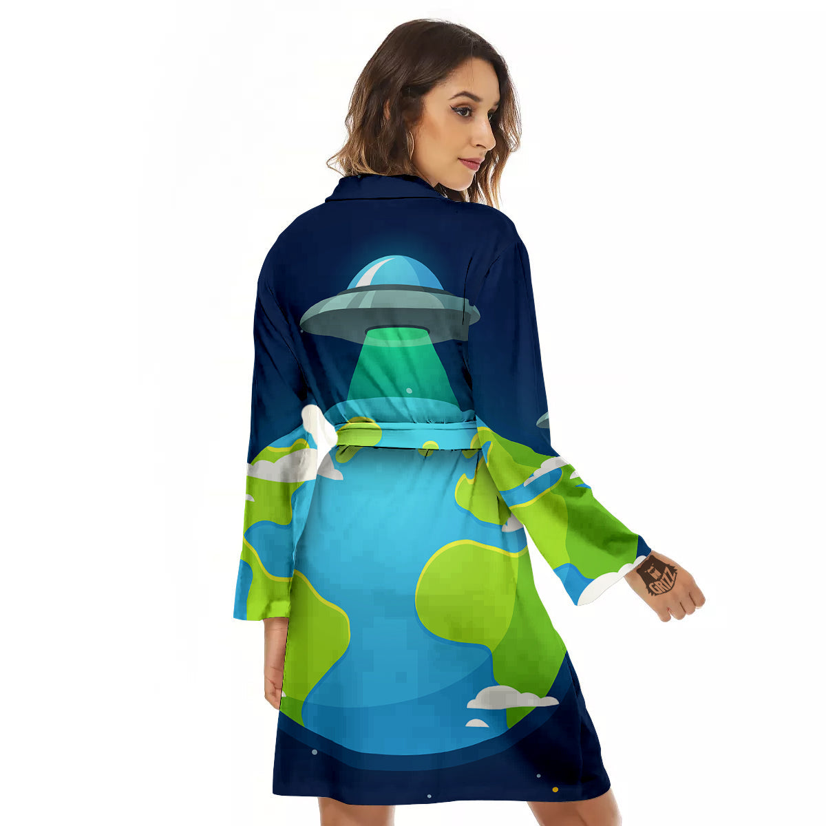 Alien Invasion And Earth Print Women's Robe-grizzshop