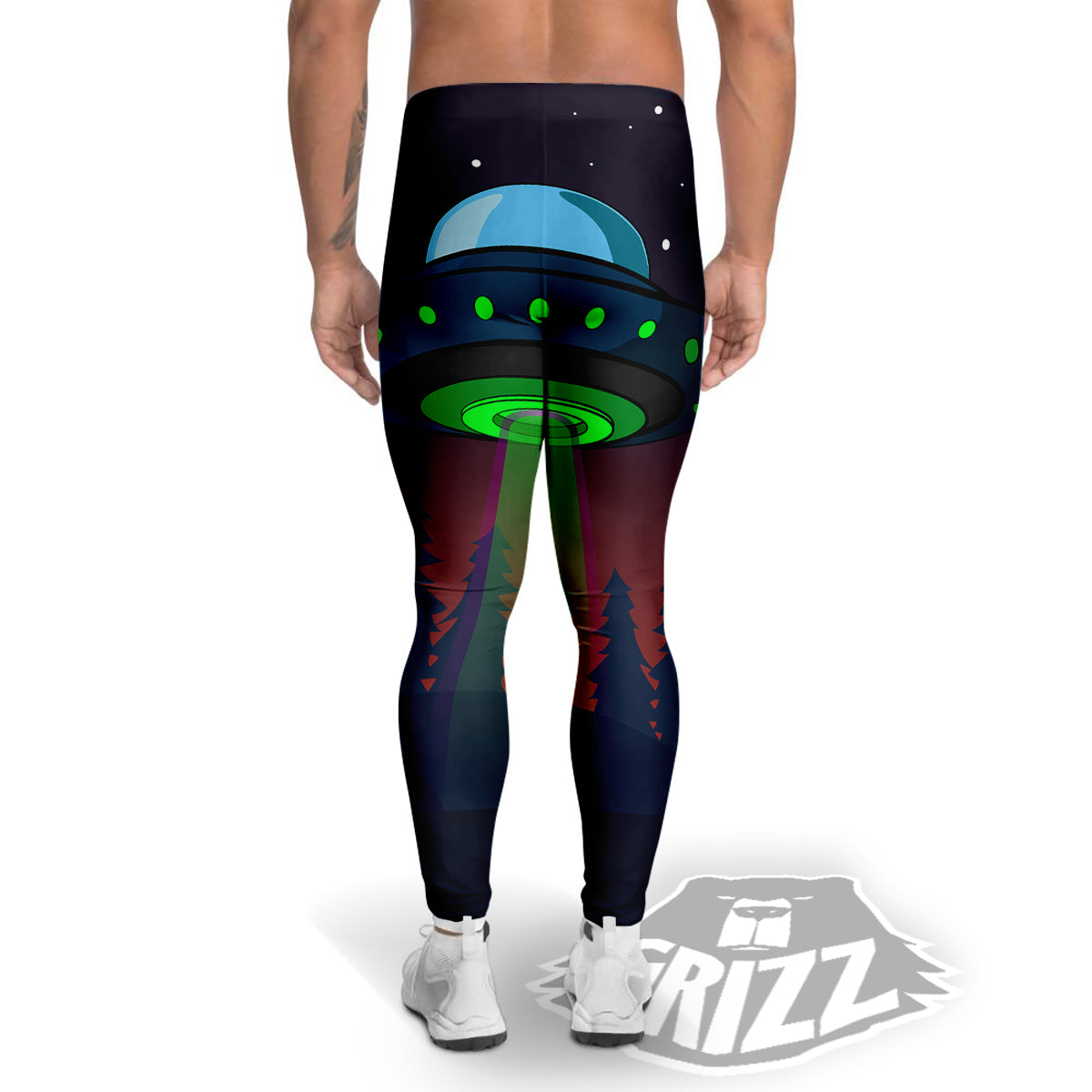 Alien Invasion On Earth Print Men's Leggings-grizzshop