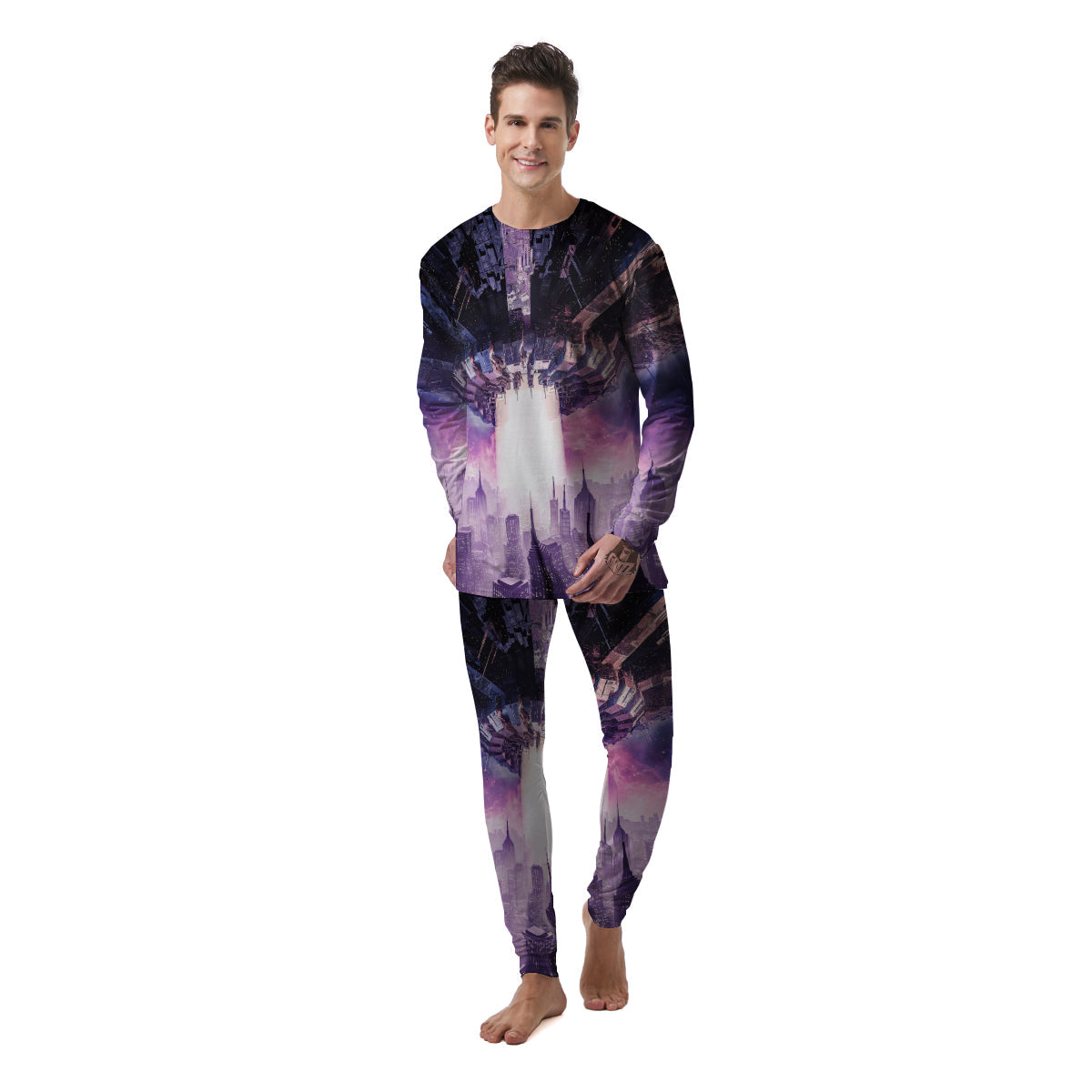 Alien Invasion Print Men's Pajamas-grizzshop