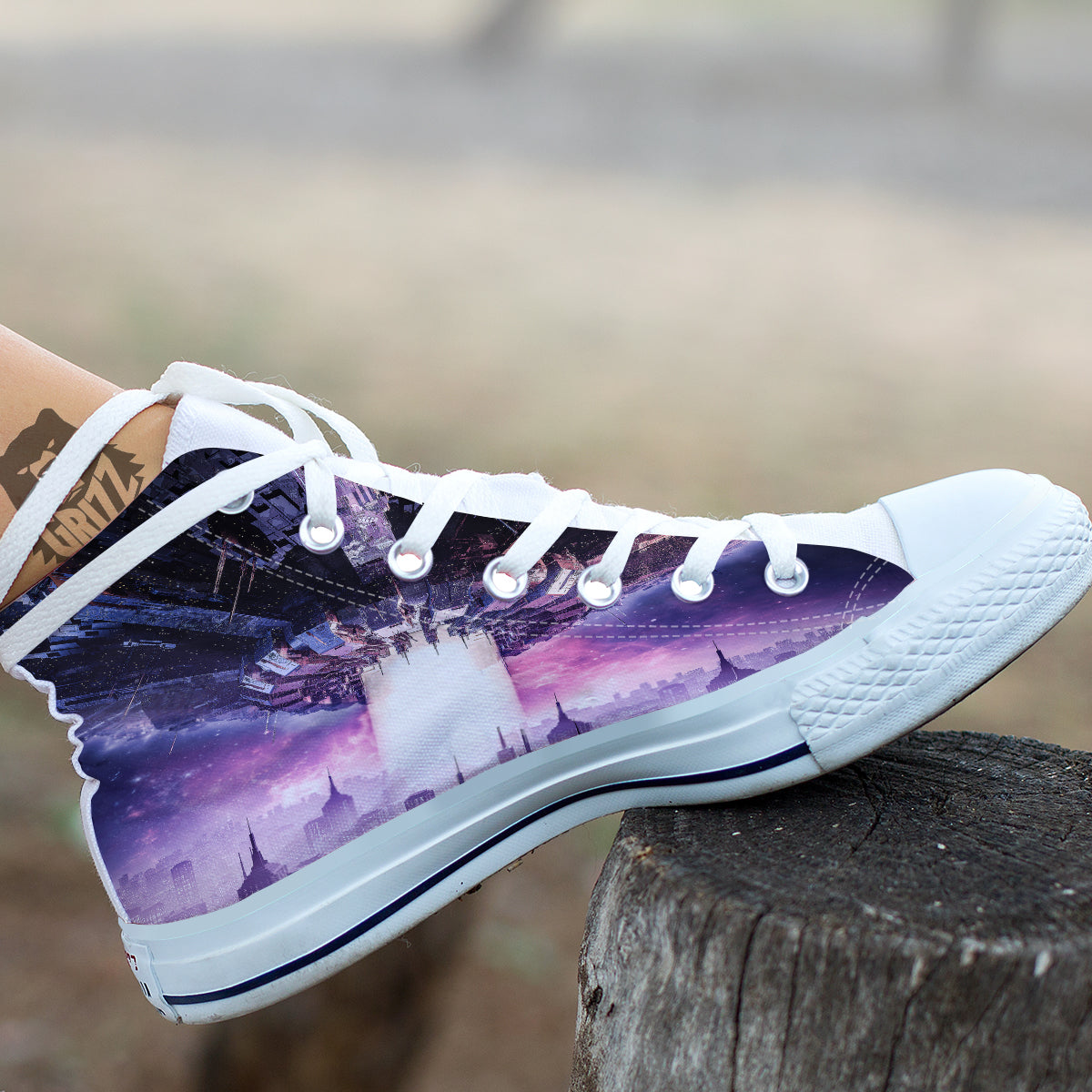 Alien Invasion Print White High Top Shoes-grizzshop