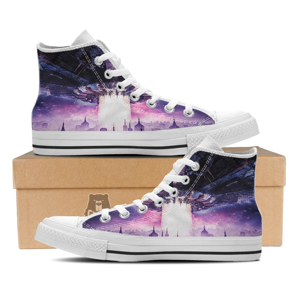 Alien Invasion Print White High Top Shoes-grizzshop