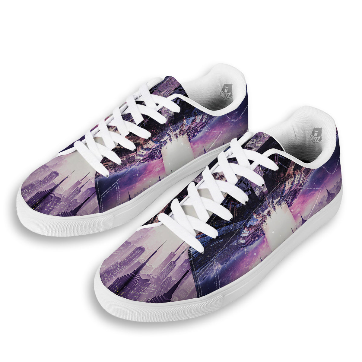 Alien Invasion Print White Low Top Sneakers-grizzshop