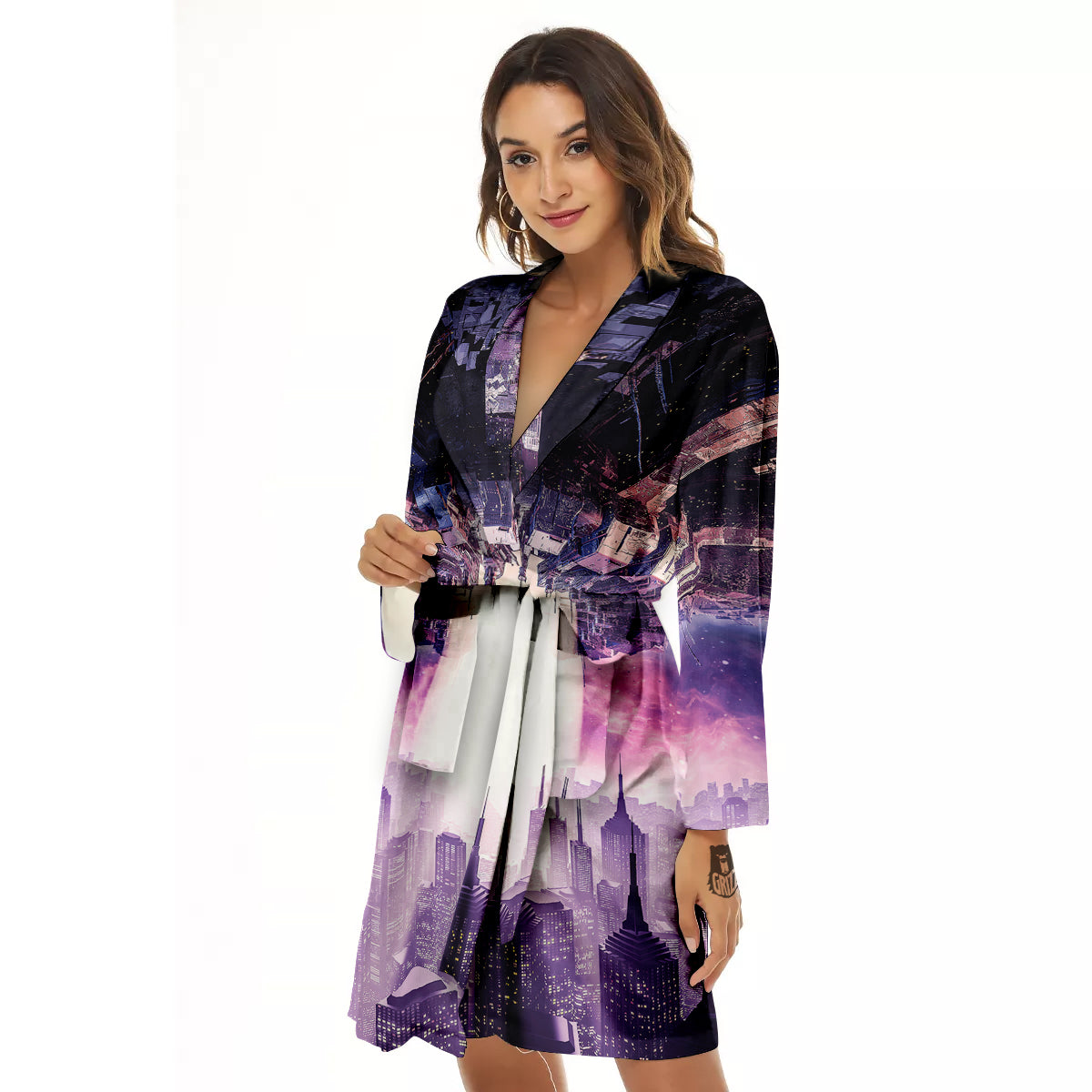 Alien Invasion Print Women's Robe-grizzshop