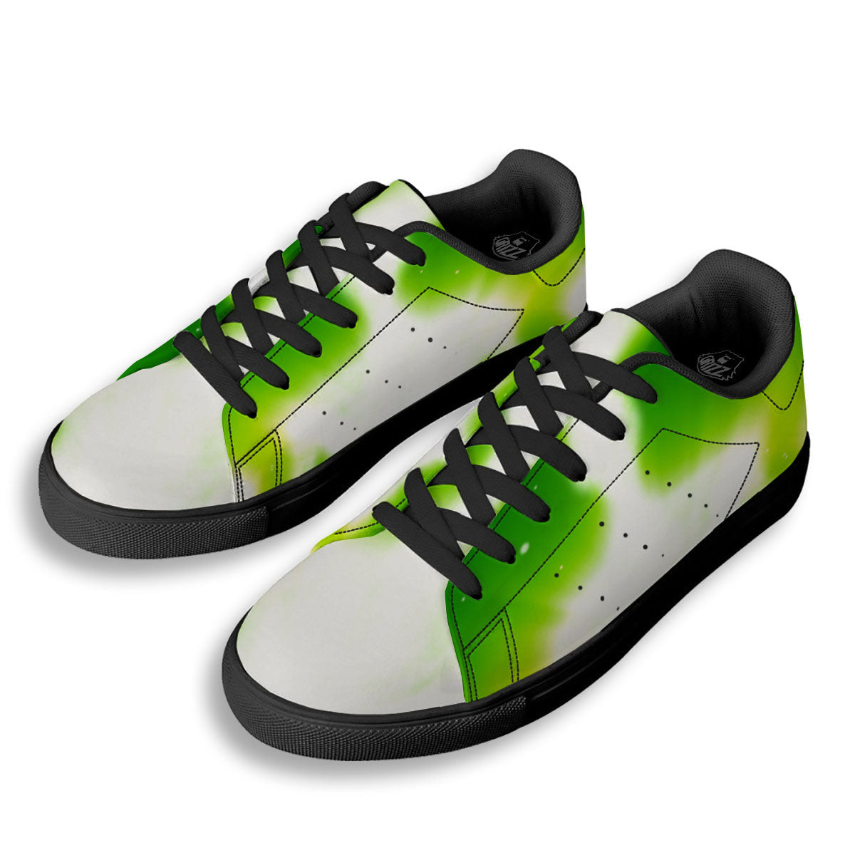 Alien Light Green Print Black Low Top Sneakers-grizzshop