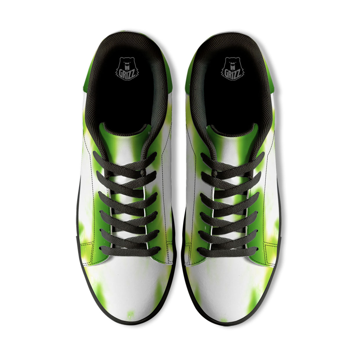 Alien Light Green Print Black Low Top Sneakers-grizzshop