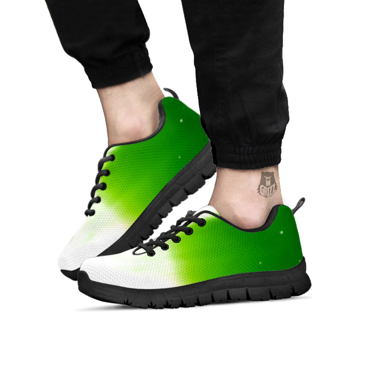 Alien Light Green Print Black Sneaker-grizzshop