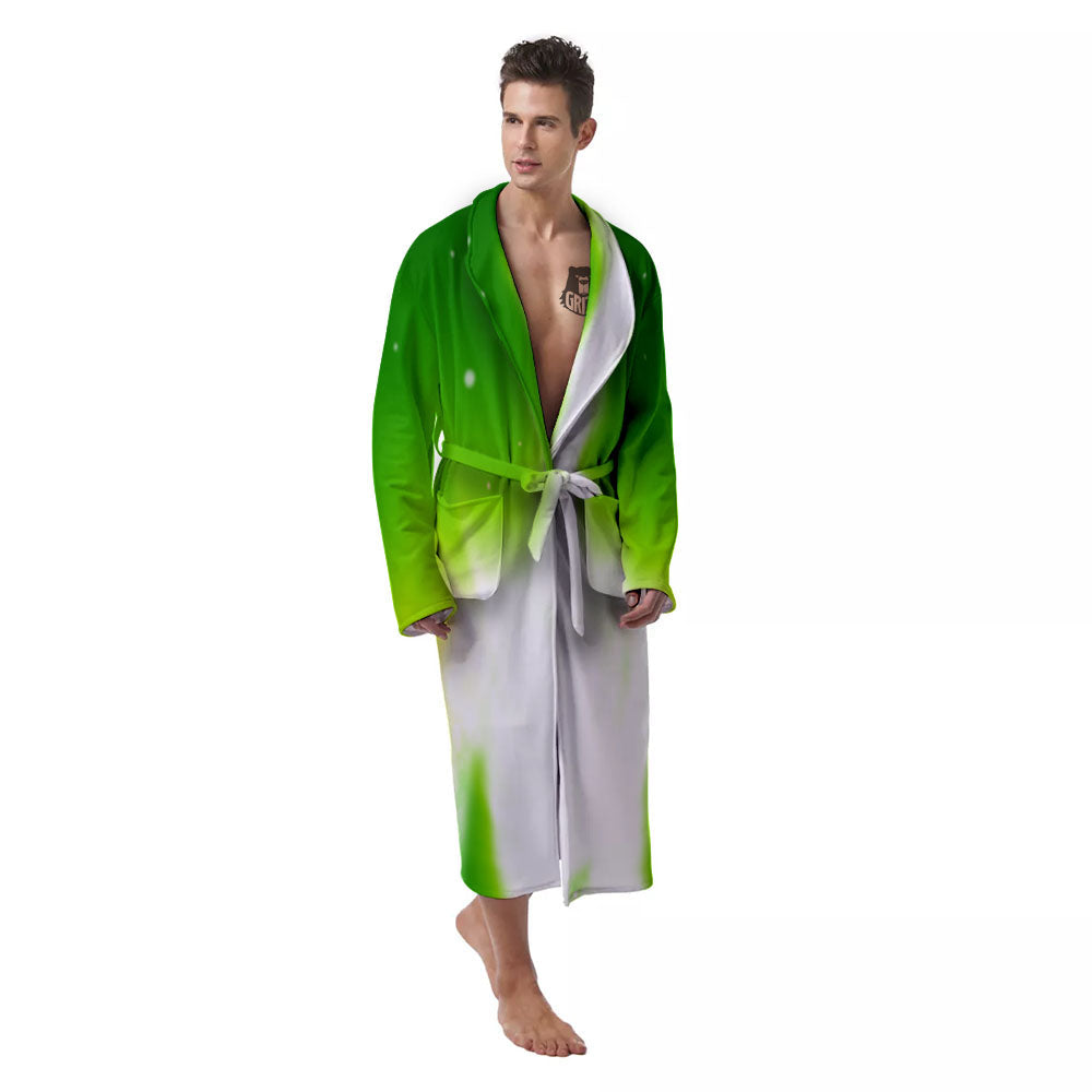 Alien Light Green Print Men's Robe-grizzshop