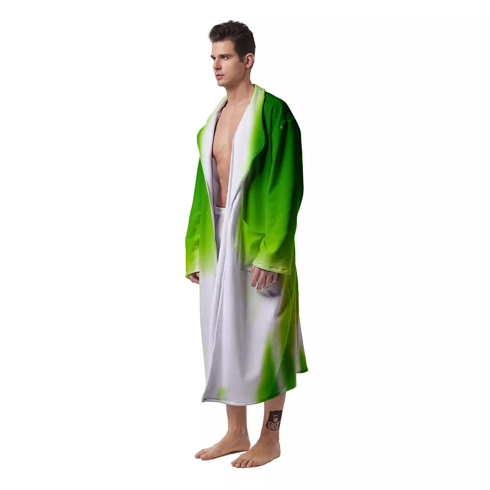 Alien Light Green Print Men's Robe-grizzshop