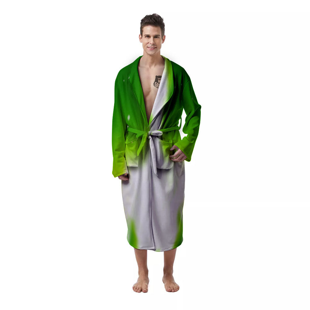 Alien Light Green Print Men's Robe-grizzshop