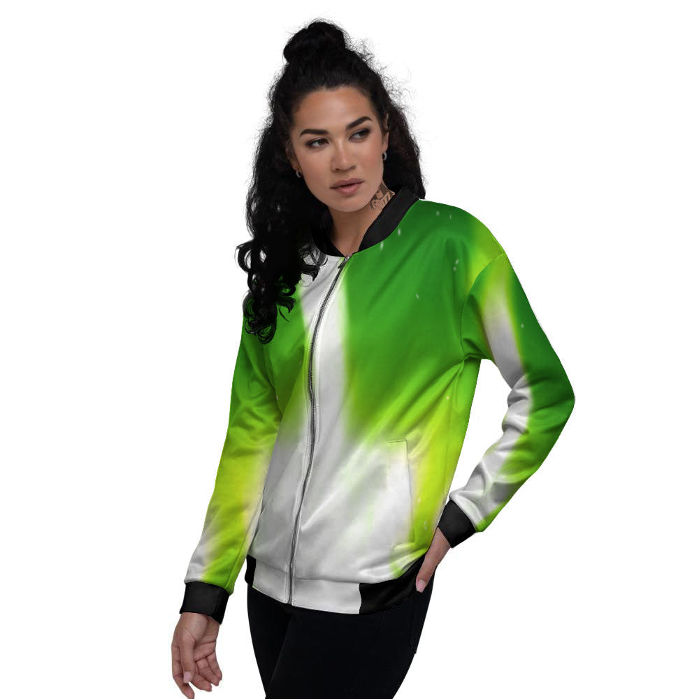 Alien Light Green Print Women's Bomber Jacket-grizzshop