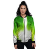 Alien Light Green Print Women's Bomber Jacket-grizzshop