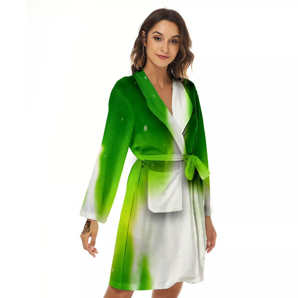Alien Light Green Print Women's Robe-grizzshop